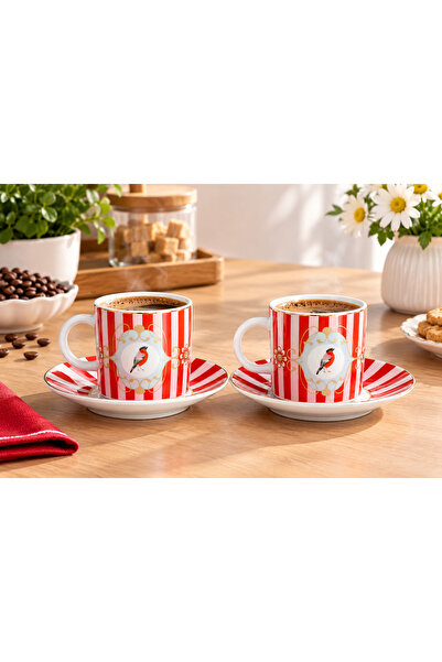 umut züccaciye 2 Person 4 Piece Coffee Cup Set Red