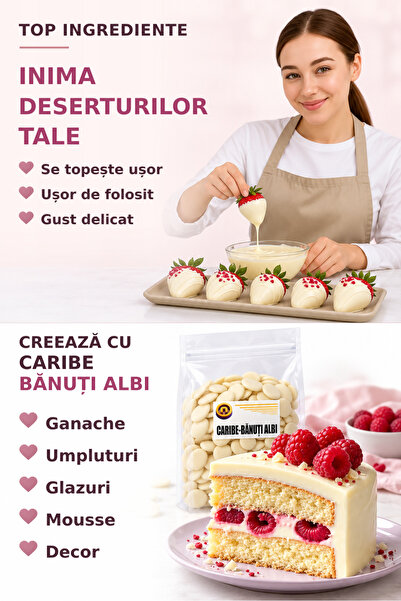 Top Ingrediente Bănuți Albi Caribe - 1KG – Pentru Ganache, Glasat și Ornat (Origine: Italia)