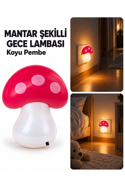 Bigohobi Mantar Şeklinde LED Gece Lambası, Prize Takılan Çocuk Odası, Koridor...