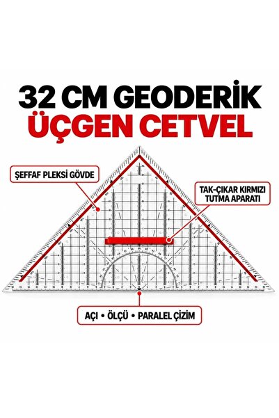 ALBERTOS Geoderik Üçgen Cetvel Tekstil Teknik Çizim ve Gemici İçin Set Square...