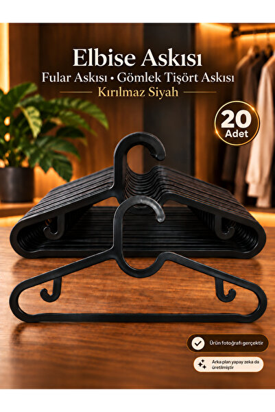 BabyLondy Elbise Askısı Fular Askısı Gömlek Tişört Askısı Kırılmaz 20 Adet Se...