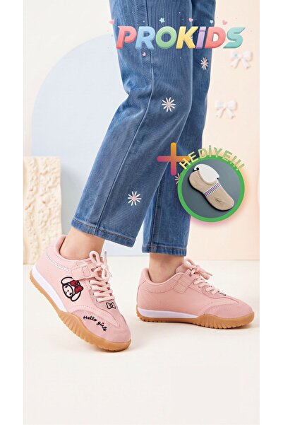Prokids My Melody Kız Çocuk Okul Ayakkabısı - Cırtlı Sneaker + çorap hediye