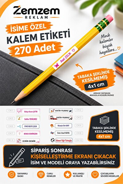 Hsn Okul Kalem Etiketi Kalem Sticker Isme Özel Okul Kalem Etiketi Seti 270 Adet
