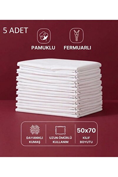 EVRİZON Βαμβακερή μαξιλαροθήκη 50x70 με φερμουάρ σε λευκό χρώμα |   Εσωτερική...