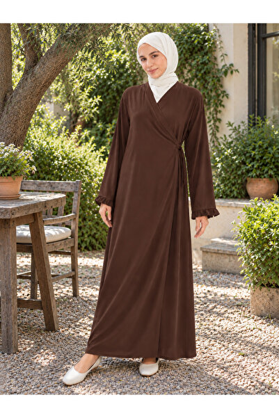 me like home Kahverengi Pamuklu Viskon Ev-Namaz Elbisesi