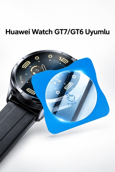 Alstrap Huawei Watch Gt7/Gt 6 46mm Uyumlu Kolay Kurulumlu Temperli Cam
