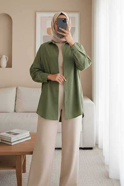Modamorfo 3900 Oversize Long Basic Πουκάμισο - Α.χακί