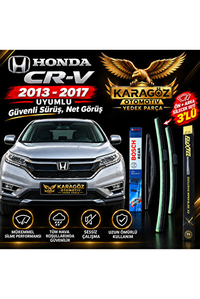 KaragözOtomotiv Honda Cr-v Crv Silecek Süpürgesi Ön Arka Seti Cam Suyu Hediye...