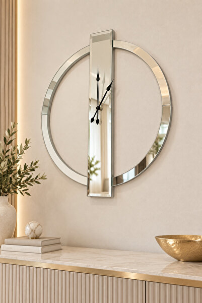 efe ayna dekor 70x80 cm Yüzük Model Gümüş Aynalı Duvar Saati ( Salon, oturma ...
