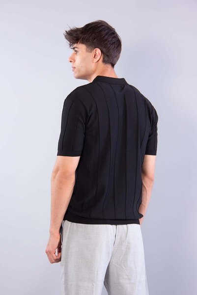 Mckanzie 110 Polo Collar Zippered Self-Twill T-Shirt