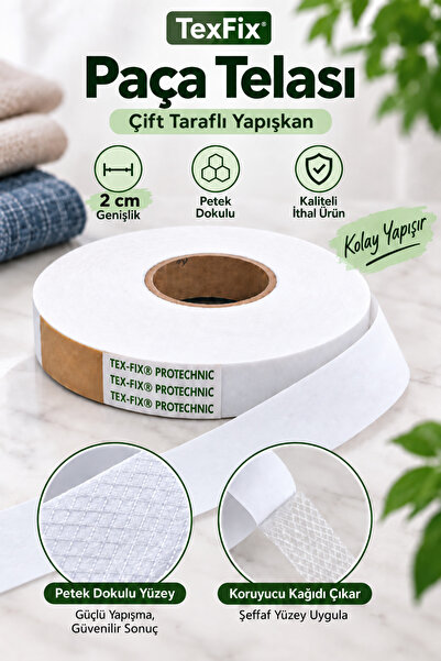 LİVA CRAFT Art & Craft TexFix Paça Telası 2cm Eninde 100m Top, Petek Dokulu Ç...