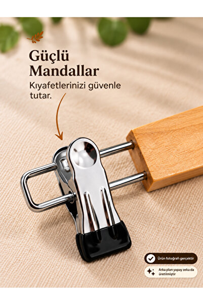 Hausgarten 10 Adet- Elbise Askısı Ahşap Askılık Mandallı Etek Askısı