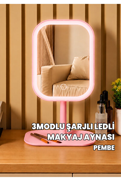 SHARI LED'li Makyaj Aynası - 3 Modlu Işıklı Ayna - Şarj Edilebilir Usb - Şarj...