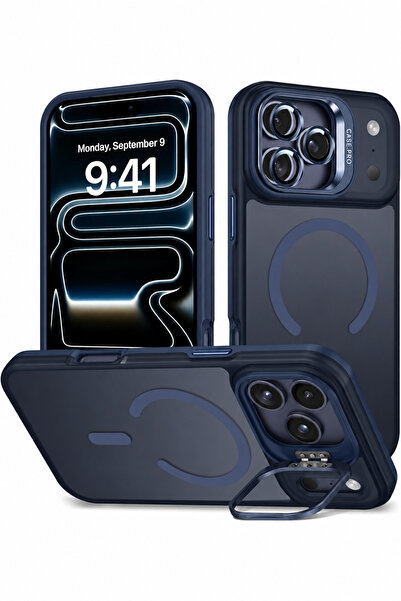 CaseHub iPhone 17 PRO Magsafe Kılıf Stantlı Mat Yüzeyli Darbe Emici Kamera Yü...