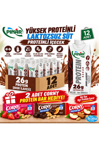 Pınar Kakaolu Protein Süt 500 ml X 12 Adet