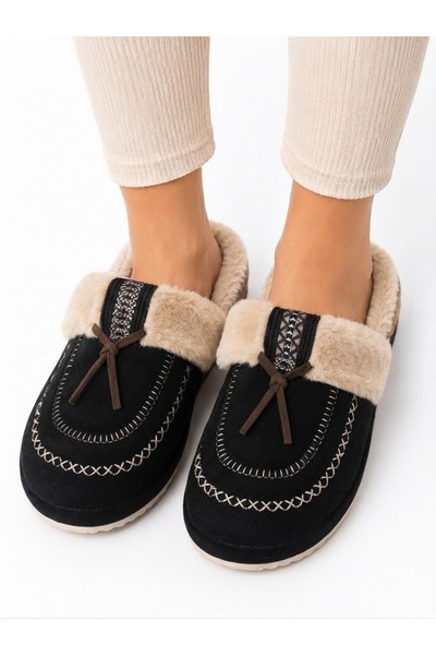 FEMME FATALE Embroidered Tassels, Fur and Plush Inside, Women's Home Slippers