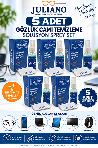 JULIANO 5 Adet Gözlük Temizleme Antistatik Solusyon Sprey Set