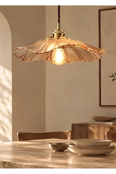 burenze Luxury Classic Orijinal El Yapımı Bal Renk Camlı Sarkıt Avize Eskitme...