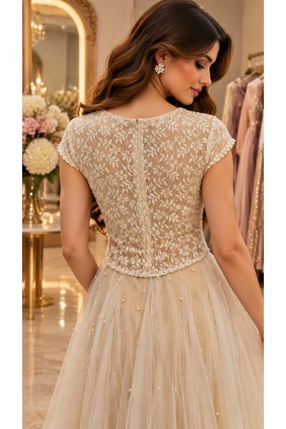 Habiba Pearl Tulle Dress