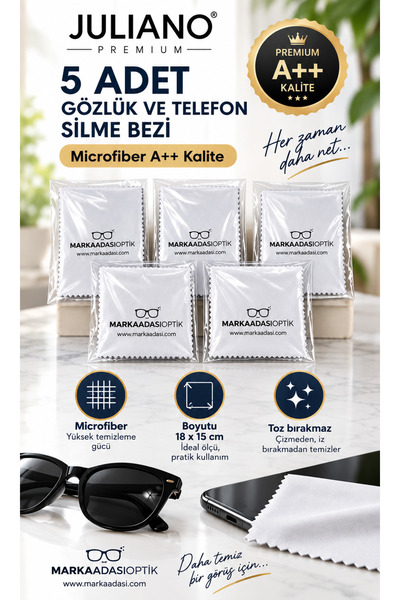 JULIANO 5 Adet Gözlük Ve Telefon Silme Bezi Microfiber A++ Kalite