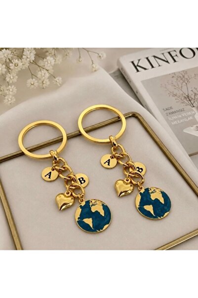 Elvia Atelier Dünya Çift Anahtarlık Gold Renk