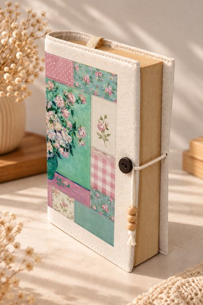 renkli izler atölyesi Patchwork Art Series Book Cover |   Digital Printed Fabric |   A5 Novel Cover |   Van Gogh |   Claude Monet