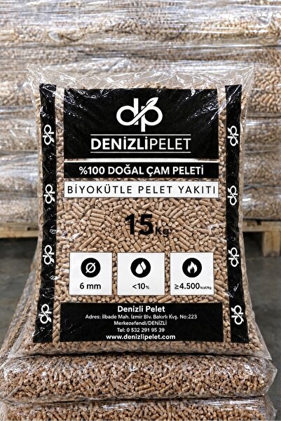 Denizli Pelet %100 DOĞAL ÇAM PELETİ YAKIT 15 KG - 6mm
