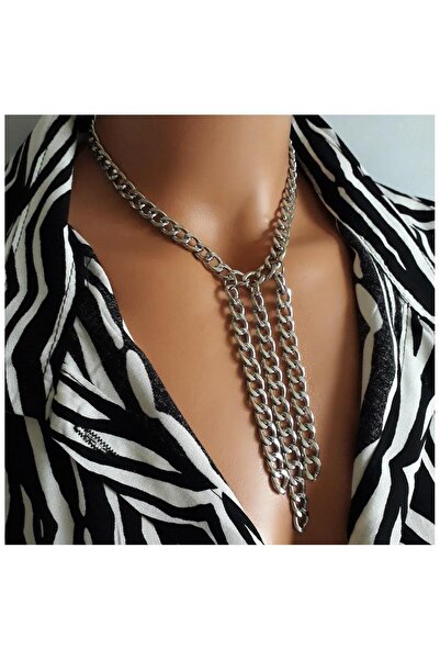Bijustore Silver Color Steel Chain Women's Choker Necklace
