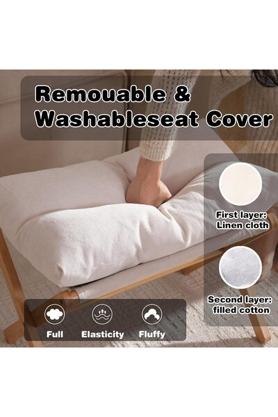 Arabest Bamboo Foldable Foot Rest Ottoman, Upholstered Foot Stool with X Legs for Bedroom