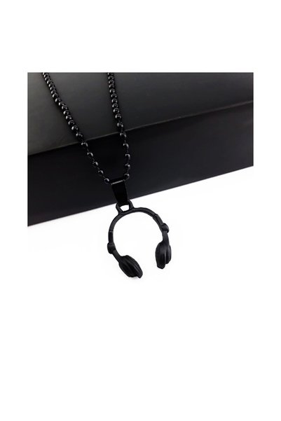 Bijustore Black Men's Headset Necklace