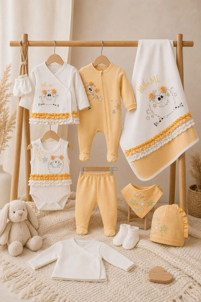 imajbebe Monster Gırl Tulumlu 10 Parça Hastane Çıkışı, Zıbın Seti, Bebek Takım