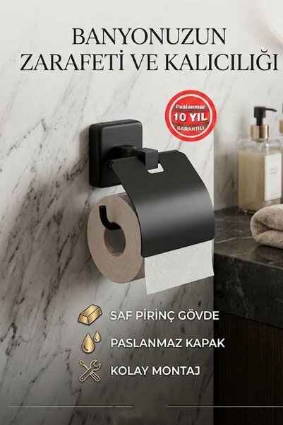 BanyomHome Matte Black Clk Stainless Brass Dove Toilet Paper Holder with Cover