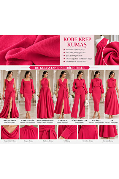 ŞALSERA Kobe Crepe Fabric, Draped Form That Can Be Used in Evening Dresses, P...