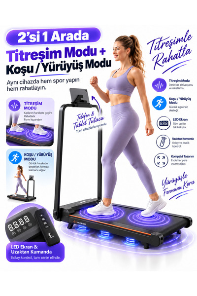 EN SİGA Titreşimli Yürüme ve Koşu Bandı Motor LED Ekran Uzaktan Kumandalı Yür...
