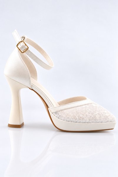moon glow Women's Platform Heeled Bridal Shoes Stylish Bridal Wedding Lace-Up Wedding Shoes 12 cm Heel Height New Season