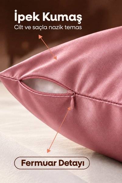 silkwormlife غطاء وسادة من حرير دودة القز النقي 100%، مقاس 50x70 سم، مزود بسحاب، حرير فاخر صديق للبشرة والشعر - برتقالي