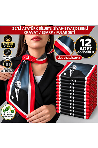 EMAYS DESIGN 12’li Atatürk Portreli Özel Tasarım Fular Seti – Tören ve Etkinl...