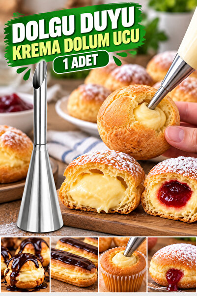 tafce Dolgu Duyu–, Paslanmaz Krema Torbası Şanti Dolum Ucu, Puf Başlığı Pasta...