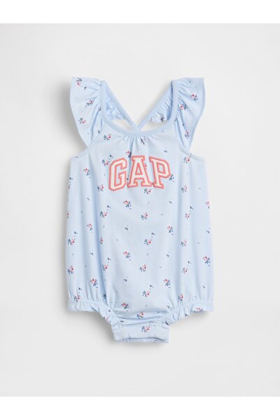 GAP Bebek Açık Mavi Logo Bubble Bodysuit