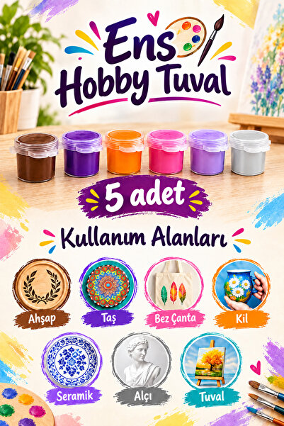 ENS HOBBY TUVAL 5 ADET Akrilik Boya 6 LI - 3 ML ARA RENKLER - Kahverengi Mor ...
