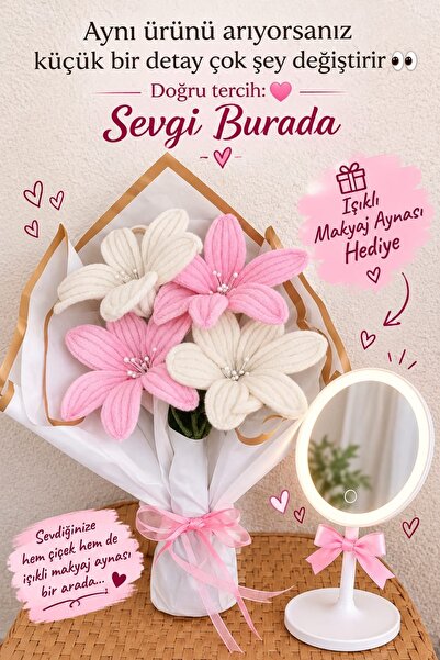 Genel Markalar Pembe ve beyaz aşk (Hediyelik Çiçek)