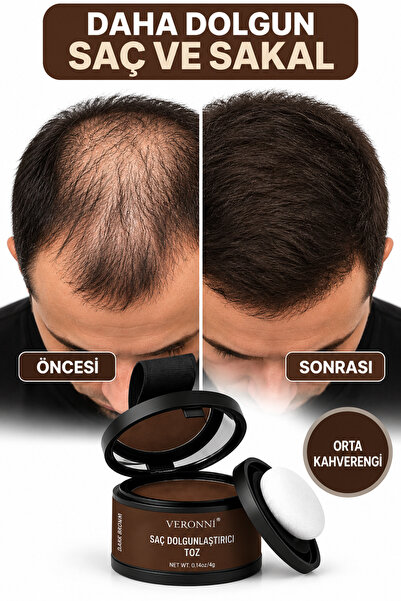 BİOREAL Saç Dolgunlaştırıcı Beyaz Saç Kapatıcı Orta kahve Pudra | Seyrek Saka...