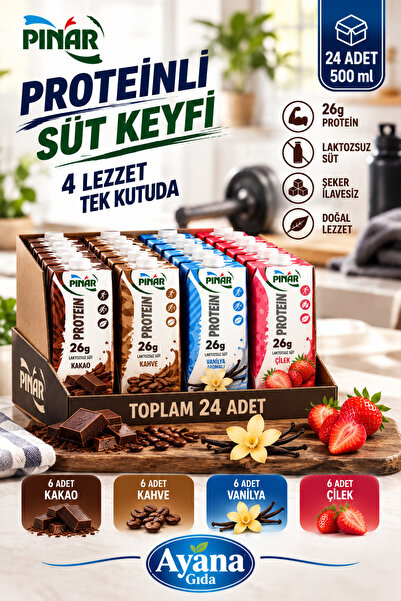 İçim Pınar Proteinli Süt Karma Koli 4 Lezzet 1 Arada 500ml x 24 Adet (Kakao-K...