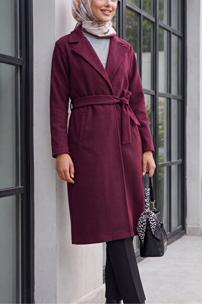 Modamorfo 9118 Palton cu guler dublu - Roșu Claret