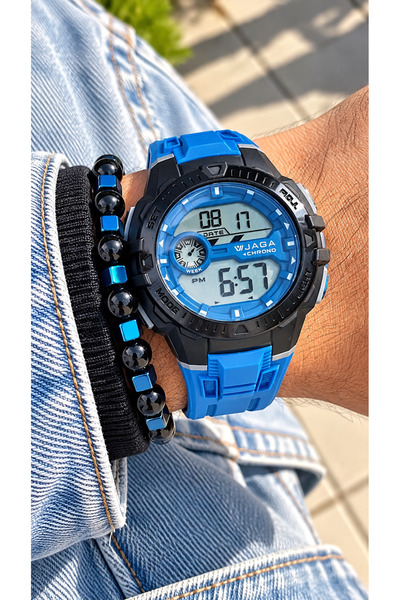 Jaga 45MM Havuz Deniz Kullanım,Işıklı,Takvimli,Kronometreli Lacivert Silikon ...