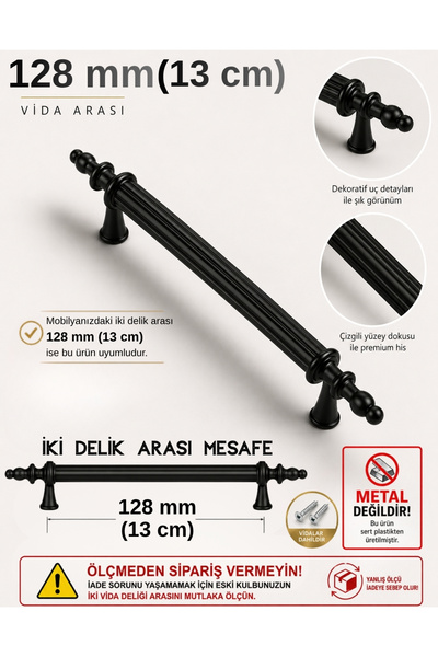 BEOHOME Lüx Dolap Çekmece Kulpu Kumru Kulp 1 Adet 128 Mm Mobilya Polimer Sert...