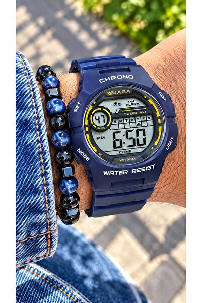 Jaga 45MM Havuz Deniz Kullanım,Işıklı,Takvimli,Kronometreli Lacivert Silikon ...