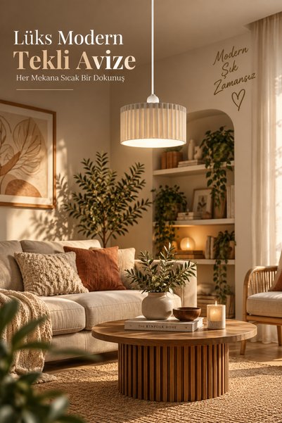 Madam Mumu Lüks Beyaz Renk Modern Dekoratif Salon, Oturma Odası ve Mutfak Sar...