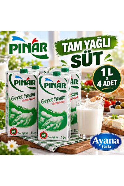 Pınar 4'lü Paket Tam Yağlı Süt 1 lt