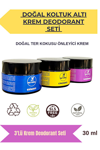 H.C NATURAL %100 Doğal Koltuk Altı Krem Deodorant 3'lu Seti